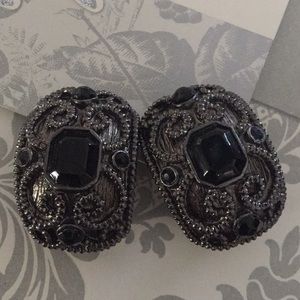 Vintage Onyx Clip Earrings